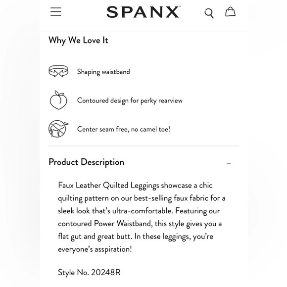 Spanx Faux Leather Quilted Leggings In Very Black Size Medium - Picture 9 of 11